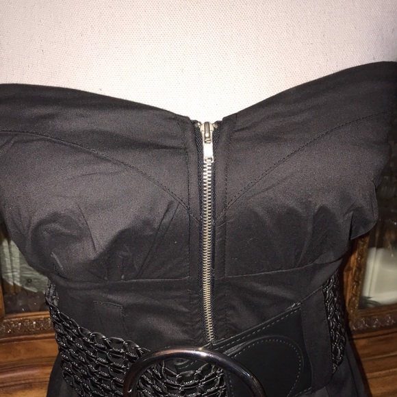 Bebe 2b black corset zip front sweetheart neck top - Picture 6 of 10